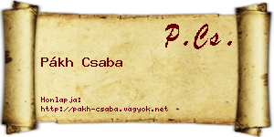 Pákh Csaba névjegykártya